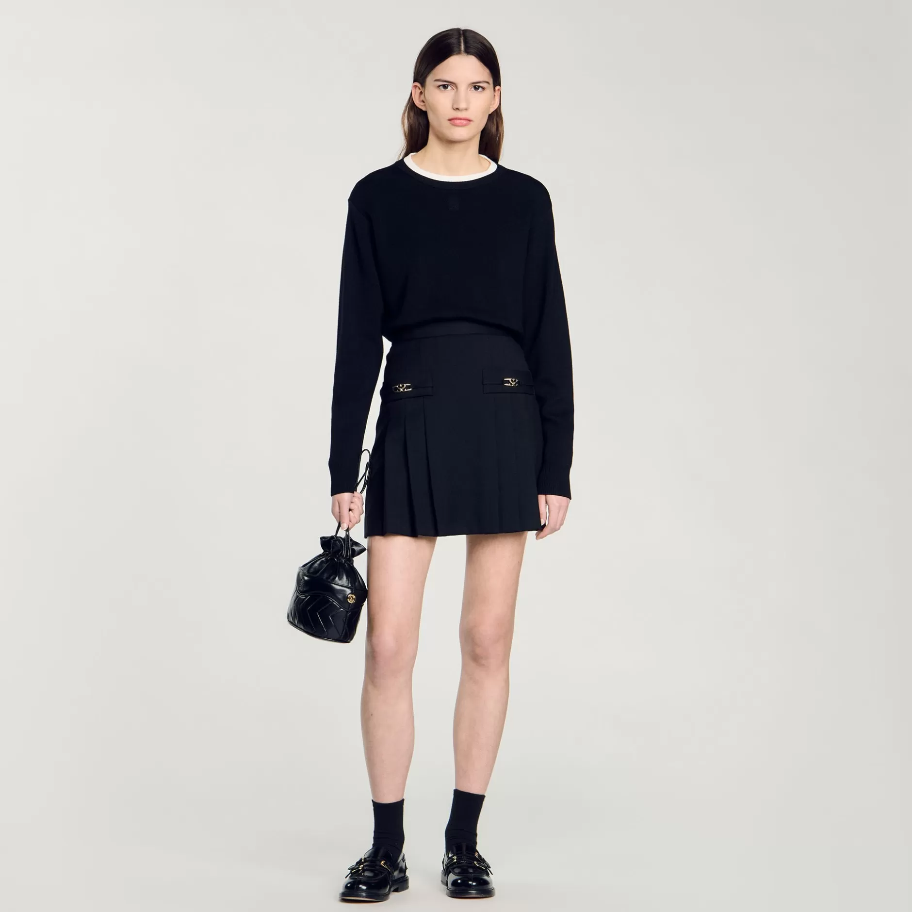 Hot Sandro Pull En Laine Mélangée Noir