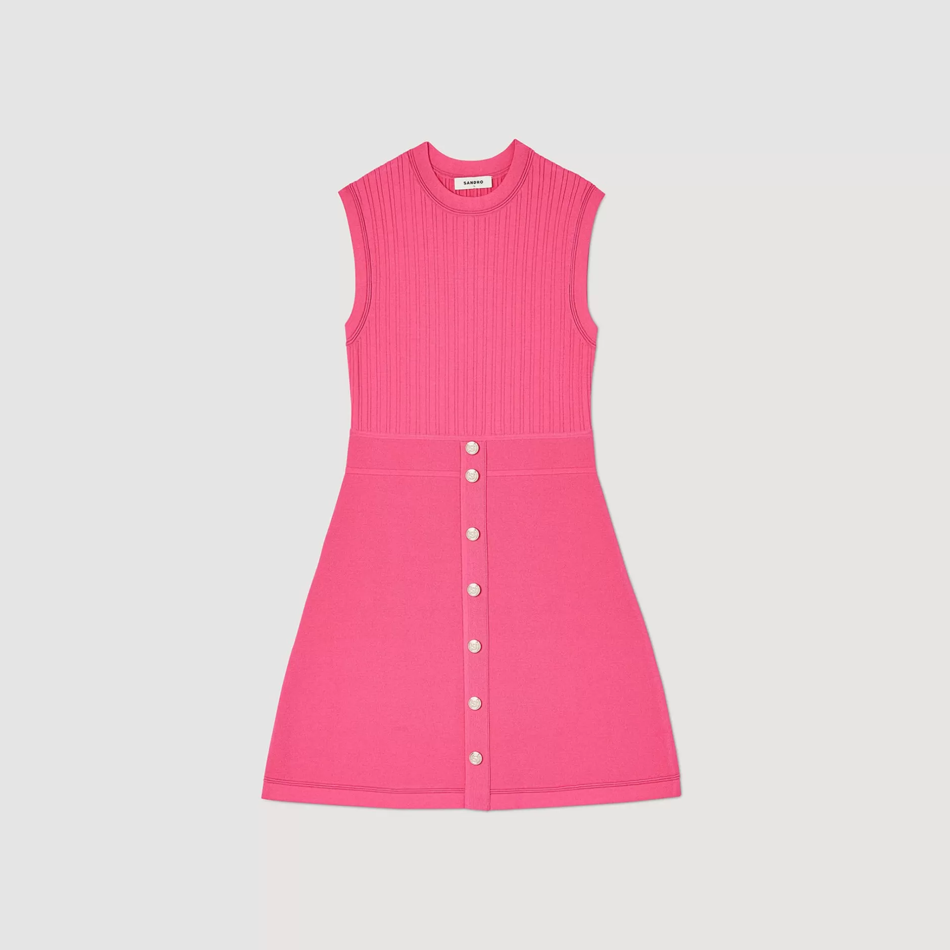 robe_courte__boutons_6-1.webp Outlet Sandro Robe Courte à Boutons Fushia